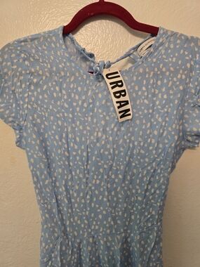 Urban Outfitters Light Blue White Dot Dress